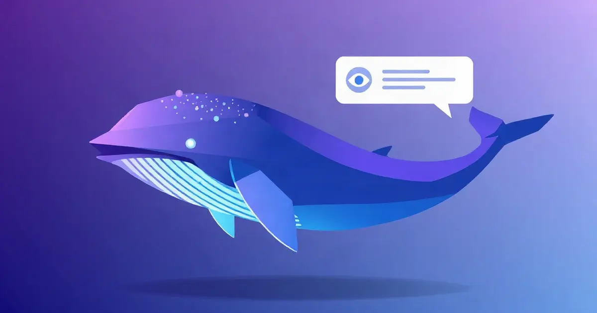 DeepSeek V4.1 Flash: кит рядом с окном чата, который видит изображения